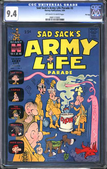 CGC Graded Comics - Sad Sack's Army Life Parade #3 (CGC) - Sad Sack - Chow - Mutsy - Dead Bird - Fumes