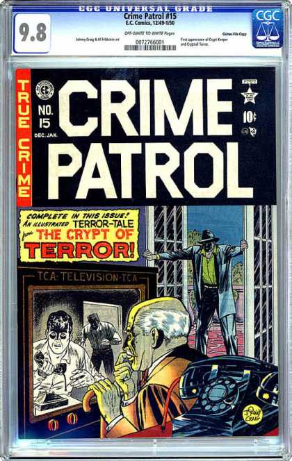 CGC Graded Comics - Crime Patrol #15 (CGC) - True Crime - Televistion - The Crypt Of Terror - Terror Tales - Telephone