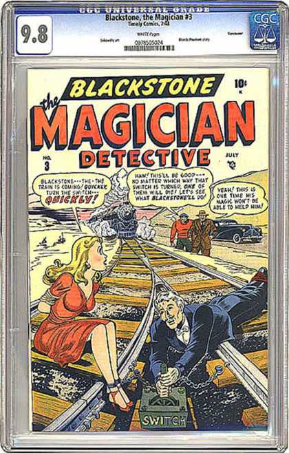 CGC Graded Comics - Blackstone, the Magician #3 (CGC) - Locomotive - Railroad Tracks - Switch - Tied Up - Chained