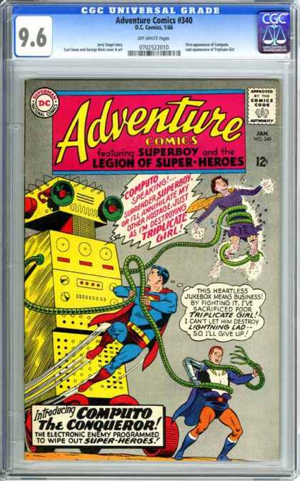 CGC Graded Comics - Adventure Comics #340 (CGC) - Superboy - Legion Of Super-heroes - Computo - Triplicate Girl - Lightning Lad