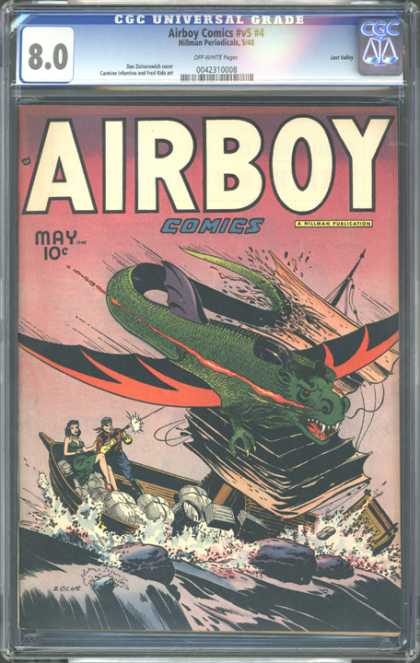 CGC Graded Comics - Airboy Comics #v5 #4 (CGC) - Airboy Comics - Monster - Boat - Water - Gun