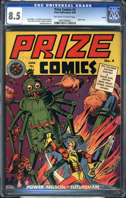 CGC Graded Comics - Prize Comics #4 (CGC) - Prize Publications - Golden Age - Power Nelson - Robots - Sci-fi