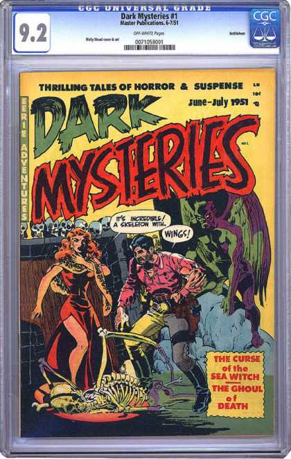 CGC Graded Comics - Dark Mysteries #1 (CGC) - Dark Mysteries - Curse Of The Sea Witch - Wings - Skeleton - Ghoul Of Death