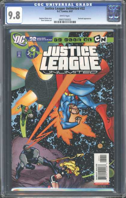 CGC Graded Comics - Justice League Unlimited #32 (CGC) - Ray Blast - Superman - Green Lantern - Outer Space - Satellite