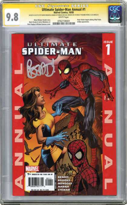 CGC Graded Comics - Ultimate Spider-Man Annual #1 (CGC) - Spider Man - Blonde Woman - Yellow Costume - Blue Gloves - Dawn