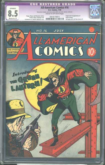 CGC Graded Comics - All-American Comics #16 (CGC) - Cgc Restored Grade - Number 16 July - Green Lantern - Costumed Man - Detective