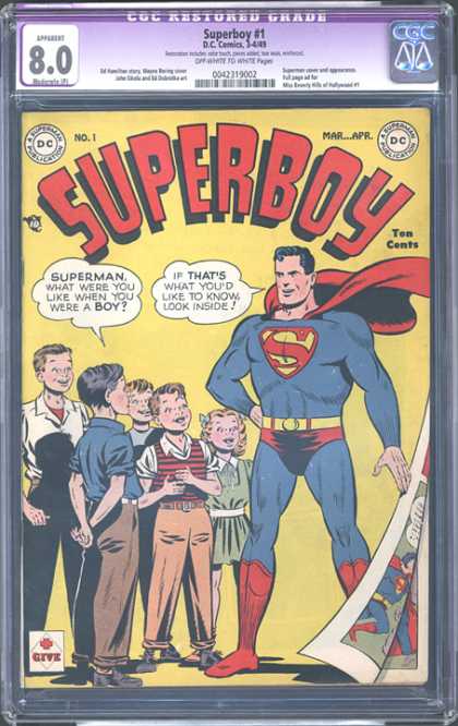 CGC Graded Comics - Superboy #1 (CGC) - Superboy - Superman - Children - Page Turning - Ten Cents
