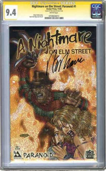 CGC Graded Comics - Nightmare on Elm Street: Paranoid #1 (CGC) - Elm Street - Freddy - Knife - Blurry - Women