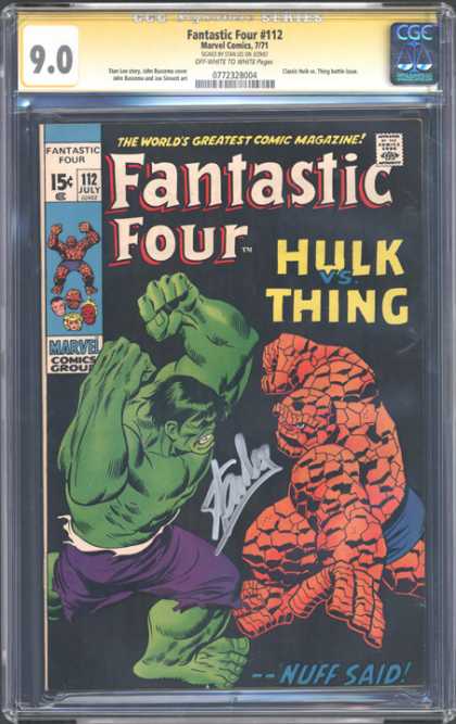 CGC Graded Comics - Fantastic Four #112 (CGC) - Fantastic Four - Marvel Comics - Approved By The Comics Code Authority - 112 July - Hulk Vs Thing
