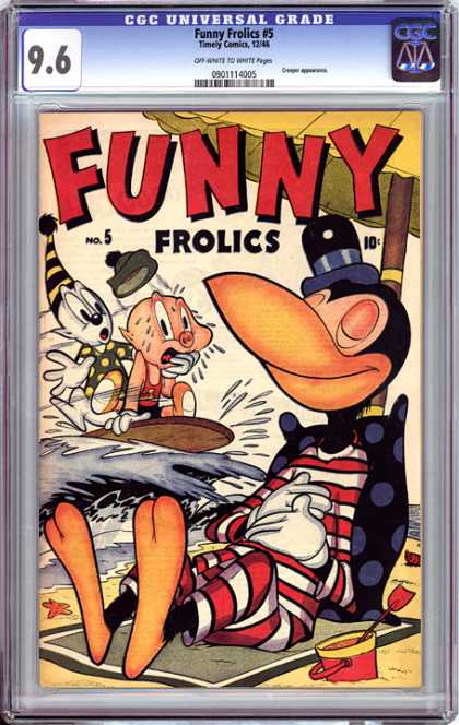 CGC Graded Comics - Funny Frolics #5 (CGC) - Funny Frolics - Pelican - Surfboard - Funny Animals - Beach