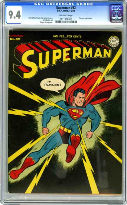 CGC Graded Comics - Superman #32 (CGC) - Superman - Tickles - Lightning Bolts - Electric - Dc