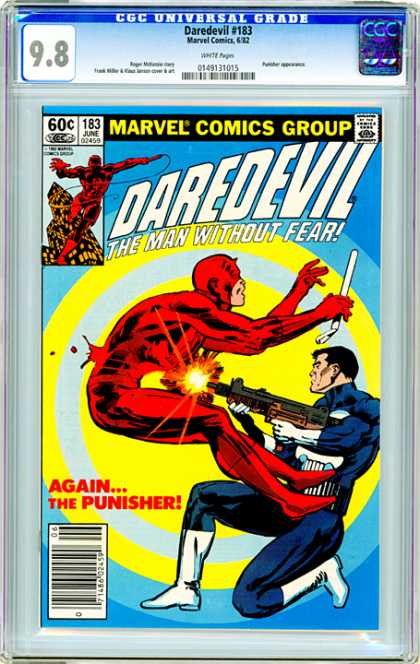 CGC Graded Comics - Daredevil #183 (CGC) - Daredevil - The Man Without Fear - Againthe Punisher - Gun - Blood