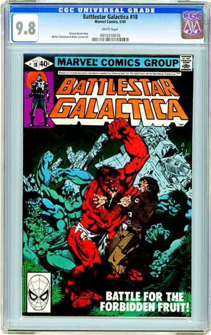 CGC Graded Comics - Battlestar Galactica #18 (CGC) - Muscular Red Monster - Struggle - Slobber - Destruction - Ripped Clothing