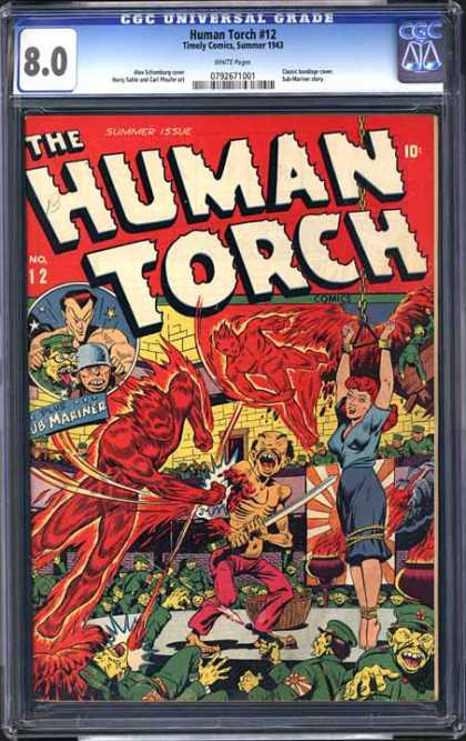 CGC Graded Comics - Human Torch #12 (CGC) - Johnny Storm - Timely Comics - Sub-mariner - Fantastic Four - Flame On