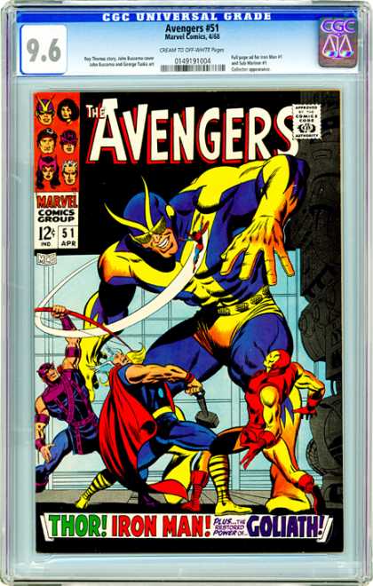 CGC Graded Comics - Avengers #51 (CGC) - Thor - Iron Man - Goliath - Fighting - Power