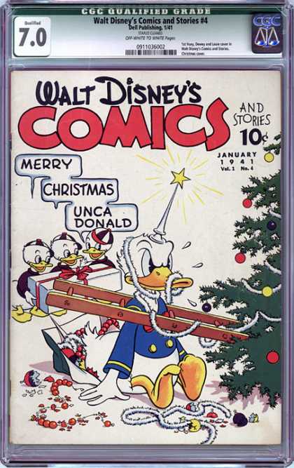 CGC Graded Comics - Walt Disney's Comics and Stories #4 (CGC) - 10 Cents - January 1941 - Merry Christmas Unca Donald - Donald Duck - Present