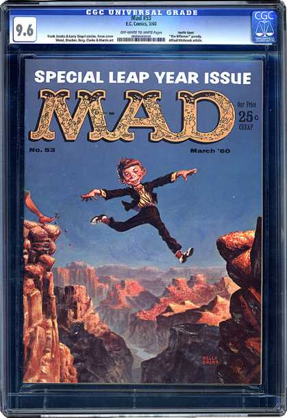 CGC Graded Comics - Mad #53 (CGC) - Canyon - Man Jumping - Special Leap Year Issue - Womans Leg - River