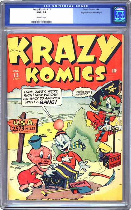 CGC Graded Comics - Krazy Komics #13 (CGC) - Pirate - Ziggy - Dynamite - Pig - Treasure Chest