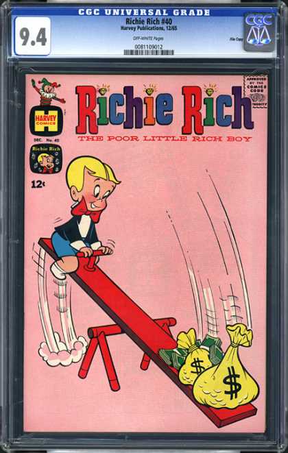CGC Graded Comics - Richie Rich #40 (CGC) - Richie Rich - The Poor Little Rich Boy - Red See-saw - Money - Harvey Comics