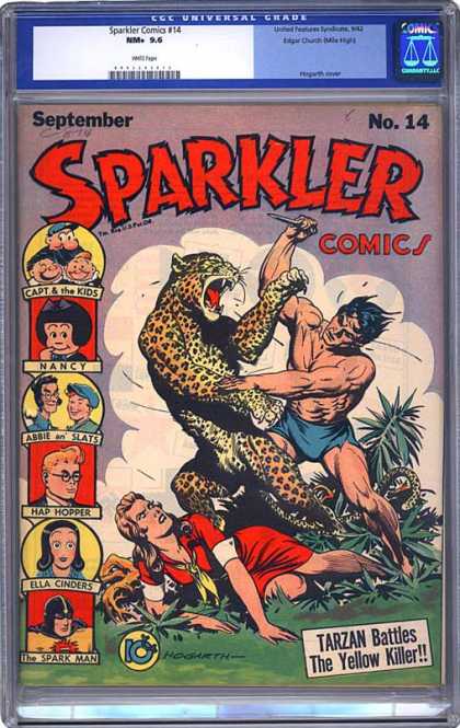 CGC Graded Comics - Sparkler Comics #14 (CGC) - Man Vs Beast - Leopard - Nancy - Tarzan - Jane