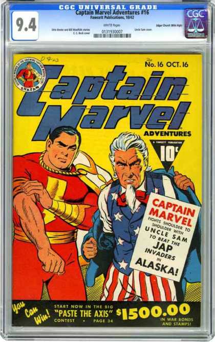 CGC Graded Comics - Captain Marvel Adventures #16 (CGC) - Captain Marvel - Uncle Sam - Alaska - Japs - Contest