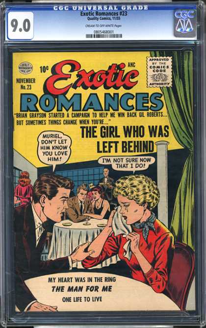 CGC Graded Comics - Exotic Romances #23 (CGC) - Restaurant - Tears - The Girl Who Was Left Behind - The Man For Me - One Life To Live