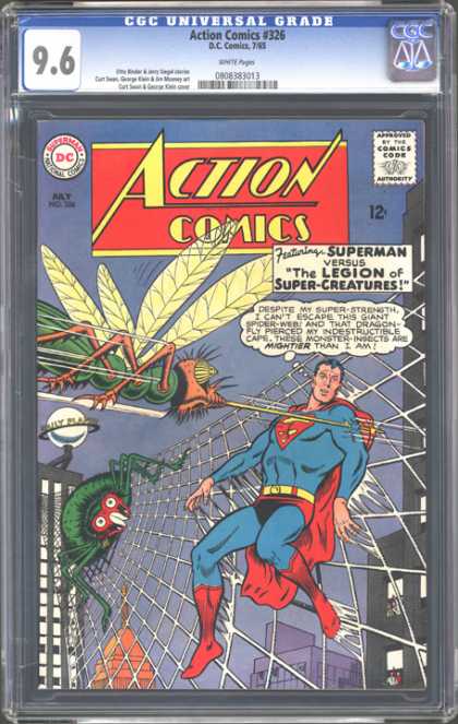 CGC Graded Comics - Action Comics #326 (CGC) - Action Comics - Bug - Wings - Superman - Web