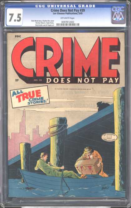 CGC Graded Comics - Crime Does Not Pay #39 (CGC) - Cgc Hologram - Crime - City - Dock - Clouds