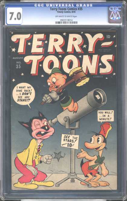 CGC Graded Comics - Terry-Toons Comics #35 (CGC) - Cartoons - Animated - Funny Animals - Telescope - Hammer