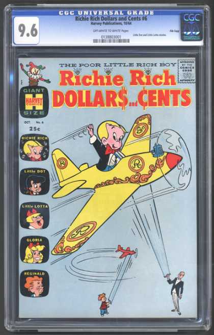 CGC Graded Comics - Richie Rich Dollars and Cents #6 (CGC) - Plane Big Yellow - Faces - Butler - Small Red Plane - Waving Richie