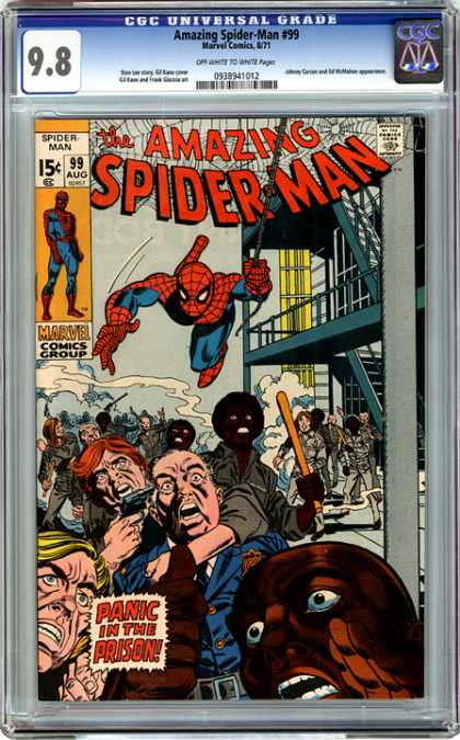 CGC Graded Comics - Amazing Spider-Man #99 (CGC) - The Amazing Spider-man - Panic In The Prison - Prisoners Rioting - Guard Being Held Captive - Spider Web