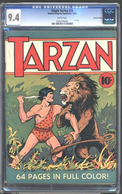 CGC Graded Comics - Single Series #20 (CGC) - Tarzan - 10 Cents - Lion - Knife - Blade