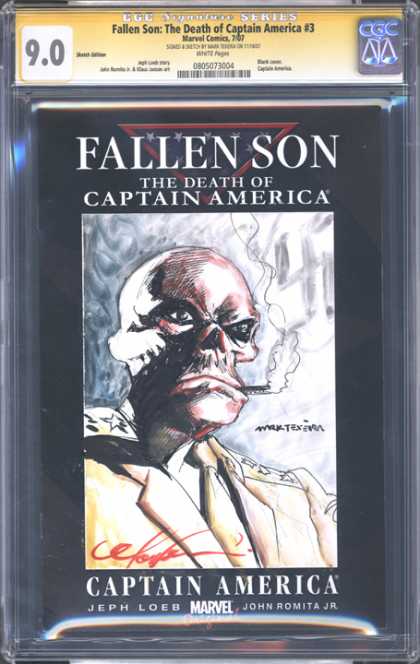CGC Graded Comics - Fallen Son: The Death of Captain America #3 (CGC) - Marvel - Smoke - Cigratte - Skull - Death