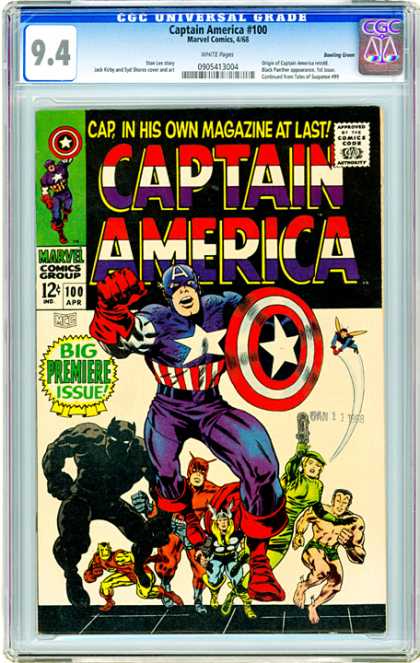 CGC Graded Comics - Captain America #100 (CGC) - Captain America - Costume - Big Premiere Issue - Shield - Comics Code
