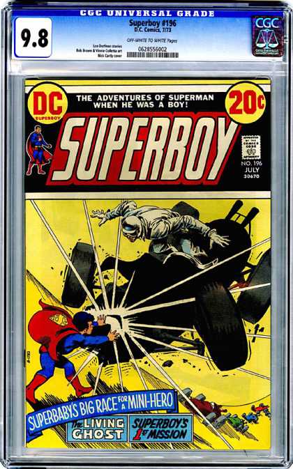 CGC Graded Comics - Superboy #196 (CGC) - Adventures Of Superman When He Was A Boy - No 196 July - The Living Ghost - Superboys First Mission - Superboys Big Race