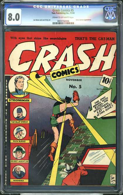CGC Graded Comics - Crash Comics #5 (CGC) - Thats The Cat Man - Strongman - The Blue Streak - November - Nov 5