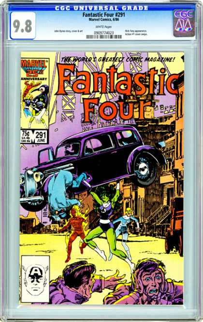 CGC Graded Comics - Fantastic Four #291 (CGC) - 291 Jun - Human Torch - Purple Car - City Street - 75u00a2