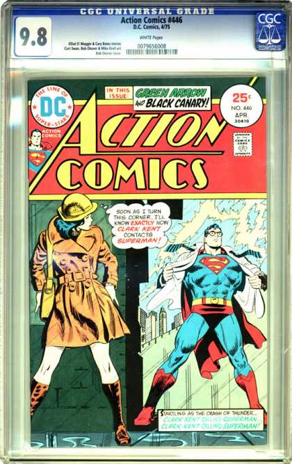 CGC Graded Comics - Action Comics #446 (CGC) - Hero - Man - Guy - Lady - Cap