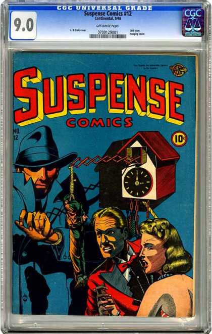CGC Graded Comics - Suspense Comics #12 (CGC) - Suspense Comics - Coocoo Clock - Red Tuxedo - Hat - Trench Coat