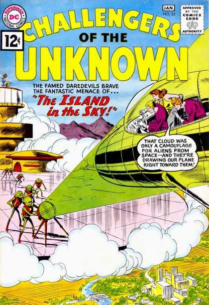 Challengers of the Unknown 23 - The Island In The Sky - Cloud - Aliens - Space Ship - Buildings