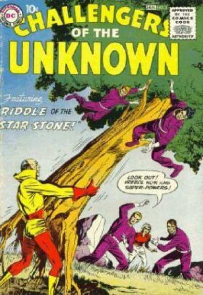 Challengers of the Unknown 5 - Riddle Of The Star Stone - Tree - Purple Suits - Yellow Suit - Strong Man - Howard Chaykin, Jack Kirby