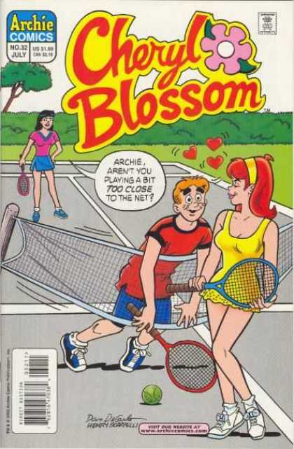 Cheryl Blossom 32 - Tennis Court - Rackets - Heart - Tennis Net - Red Head