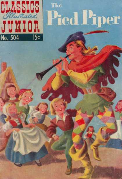 Classics Illustrated Junior - The Pied Piper - Pied Piper - Happy Children - Long Hair - Feather - Checkered Tights