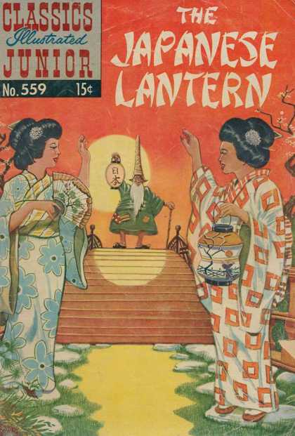 Classics Illustrated Junior - The Japanese Lantern - Story - Japanese - Lantern - Two Women - Waving