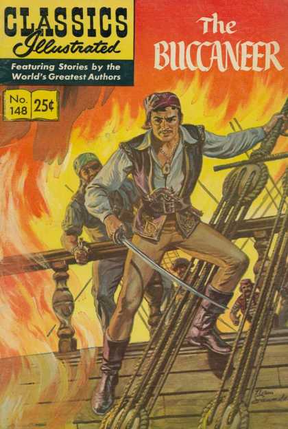 Classics Illustrated - The Buccaneer - The Buccaneer - Pirate - Fire - Boat - Rope