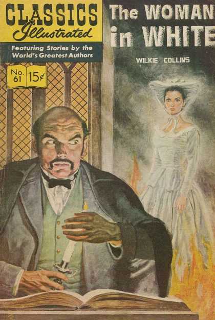 Classics Illustrated - The Woman in White - The Woman In White - Wilkie Collins - Book - Candle - Fire