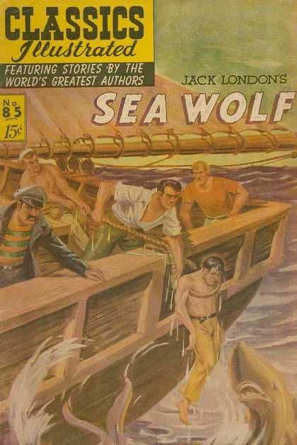 Classics Illustrated - Sea Wolf - Boat - Sharks - Ocean - Jack London - Rope