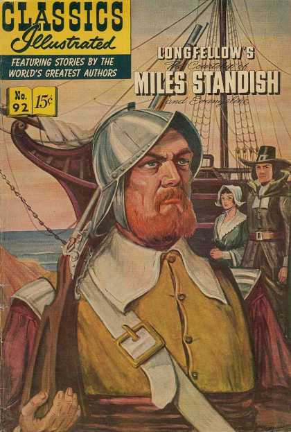 Classics Illustrated - Longfellow's Miles Standish - Long Fellows - Miles Standish - Worlds Greatest Authors - Ship - Sea