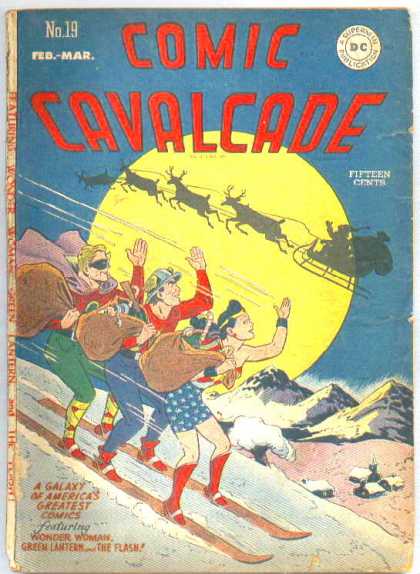 Comic Cavalcade 19 - Moon - Santa - Raindeer - Superfriends - Waving