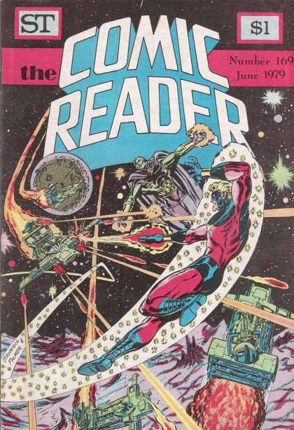 Comic Reader 169 - Moon - Spaceship - Stars - Lasers - Red Suit